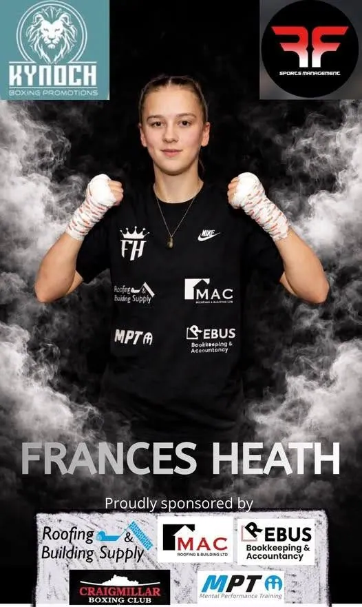 Boxer Frances Heath, proudly sponsored by Roofing & Building Supply