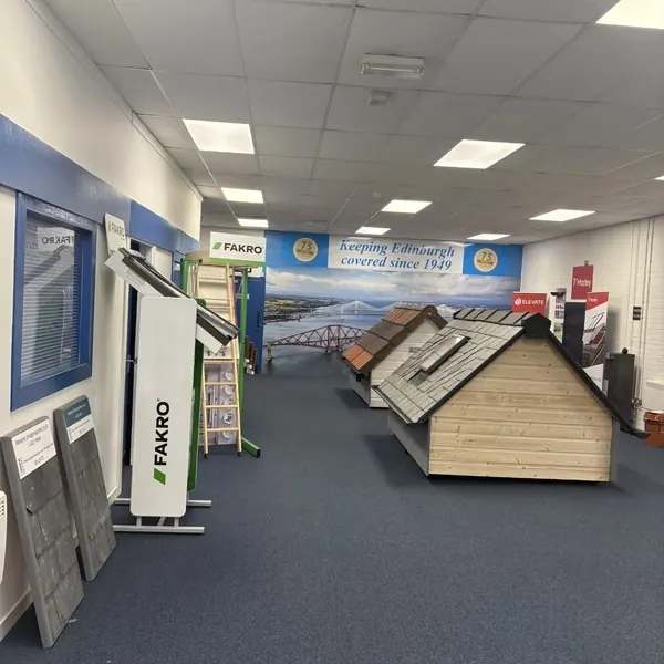 Inside the Roofing & Building Supply showroom