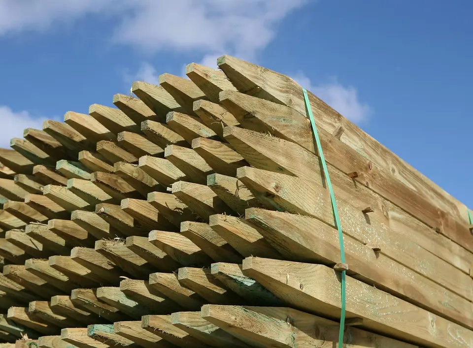 Treated timber stacked in the sun